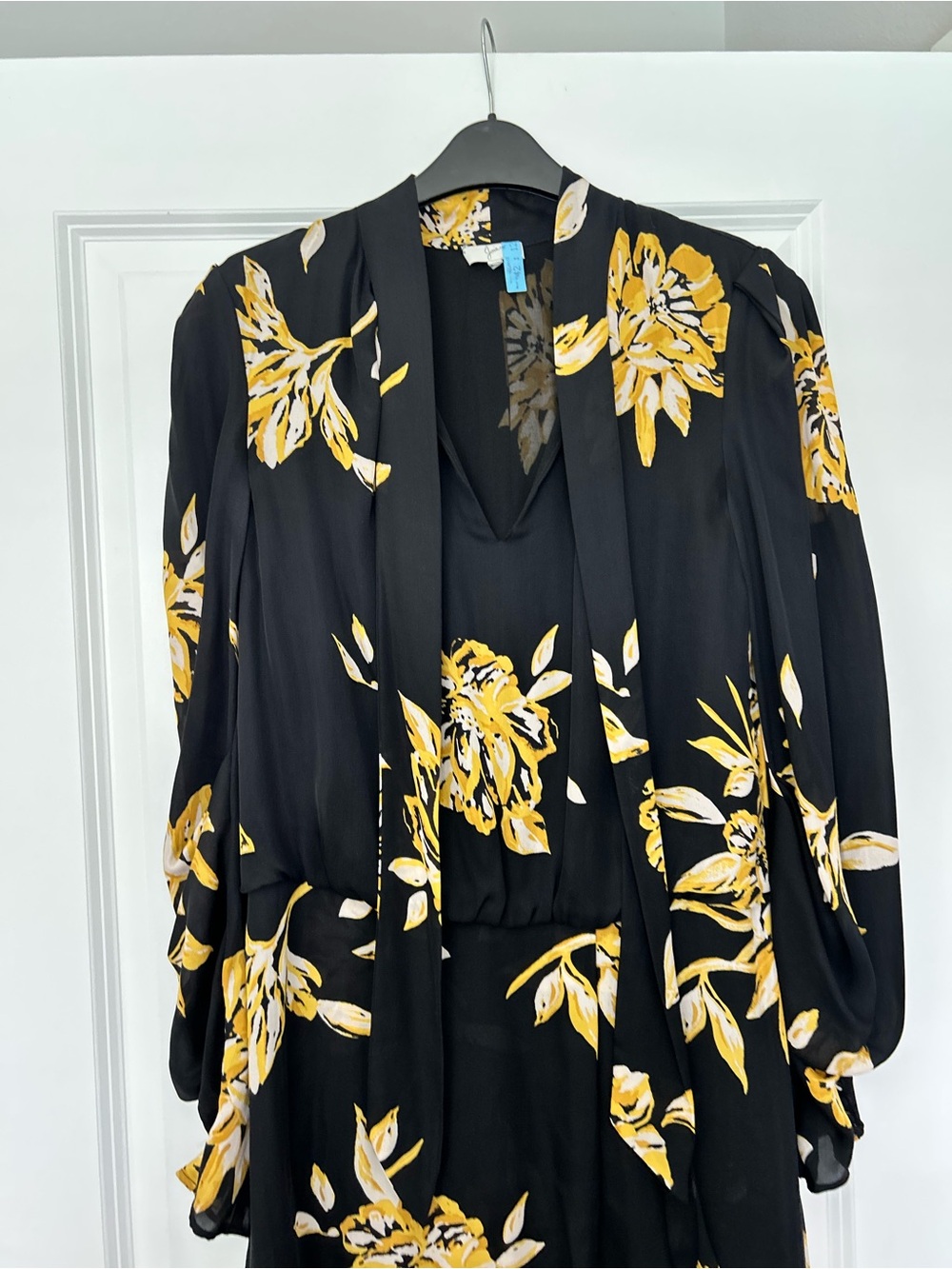 Joie Black Dress with Yellow Floral Print